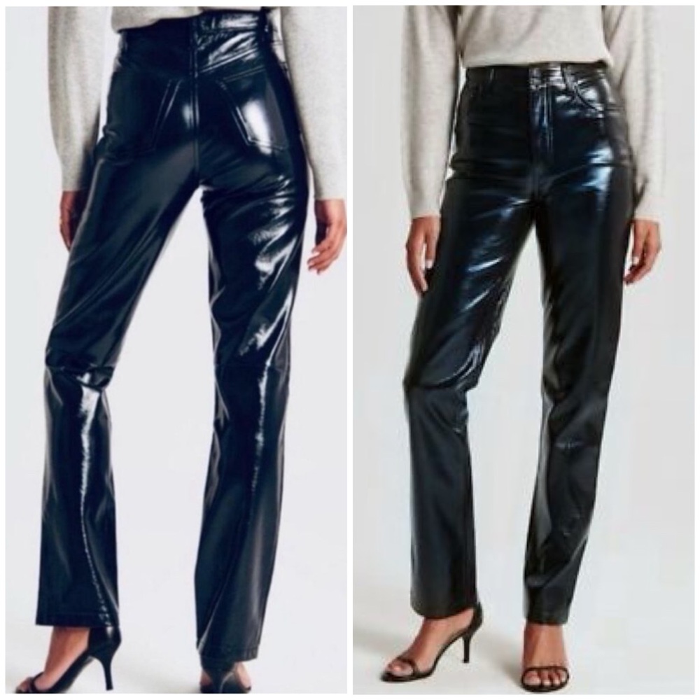 Abercrombie & Fitch Curve Love Patent Leather 90s Straight Ultra High Rise Sz26
